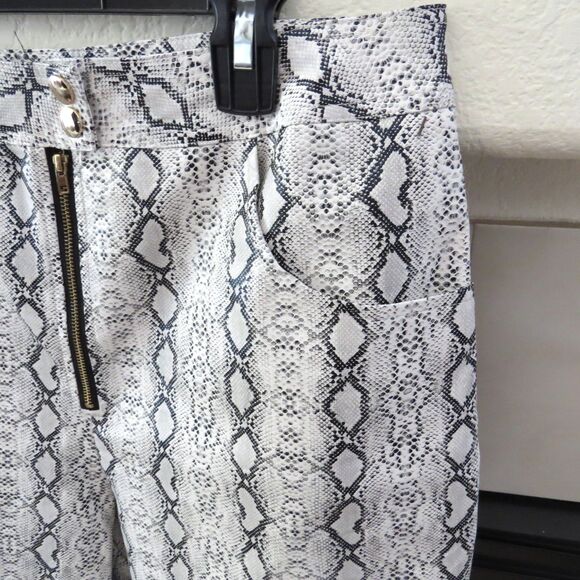 Pretty Little Thing Faux Leather High Rise Snake Print Tapered Trousers 10 EUC - Picture 7 of 11